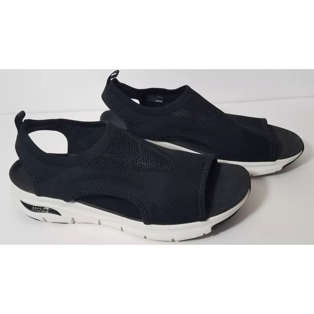 Skechers Arch Fit City Catch Sandals Women 11 Black‎ Wedge Shoes